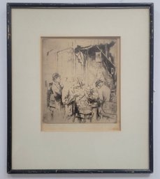 Etching Titled 'Bibliomaniacs' By Alex Blum