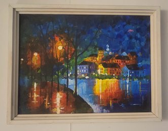 Impressonist Painting Of CityScape On Canvas . Unsigned
