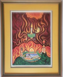 Artist Proof Pencil Signed Lithograph Titled 'Eternal Light' By Baruch Nachshon