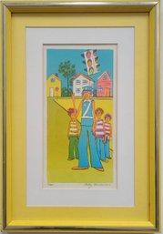 Pencil Signed Lithograph Titled 'Crossing Guard' (or 'X-ing Guard') By The Artist Patty Hendricks