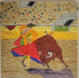 Glass Mosiac Featuring Bullfighter On Wood