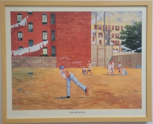 Framed Print Titled 'The Dream Too' Depicts Children Playing Baseball