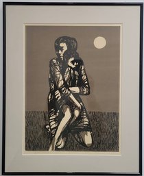 Pencil Signed Silk Screen Titled 'Mother And Child' By Tom Vincent