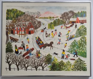 Winter Folk Art Print By Garthe Gille Pencile Signed And Numbered