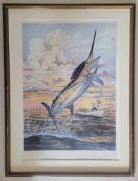 Limted Edition Lithograph Of Leaping Marlin By Guy Harvey