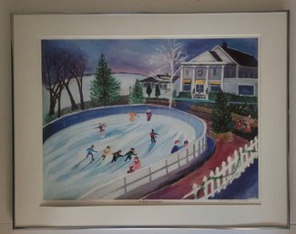 Limited Edition Print Titled 'Ice Skating At Longshore' By Artist Terry Lewis