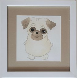 Whimsical Cartoon Dog Pug