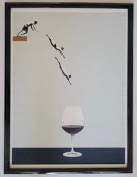 Surrealist Poster Print Of Figures Diving Into A Wine Glass