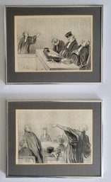 2 French Aquatint Prints By Honore Daumier
