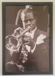 Black And White Poster Print Of Louis Armstrong Legendary American Jazz Trumpeter