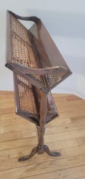 Vintage Wood And Wicker 2-layer Magazine Rack
