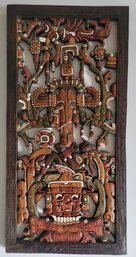 Decorative Wood Carving Representing The Sarcophagus Lid Of The Maya Ruler K'inich Janaab' Pakal Of Palenque