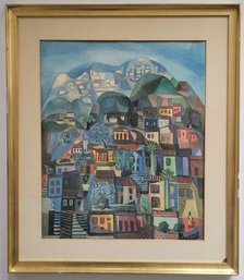 Vintage Print  Of A Favela (Shantytown) By Brazilian Artist Emiliano Di Cavalcanti