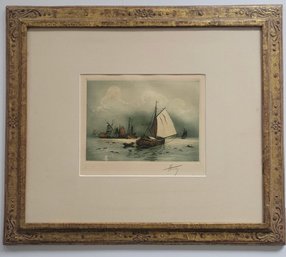 Pencil Signed Etching Of Seacape