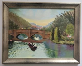 Oil Painting On Board Of Bridge