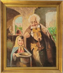 Oil On Canvas Titled 'Man With Violin' By Nello Iovine