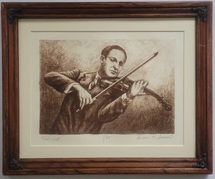 Limited Edition Lithograph Titled 'Violinist' By Susan K. Simond