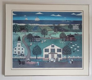 Folk Art  Print Of SouthHampton Village Titled  'Anniversary' By Artist Jennifer Schardine
