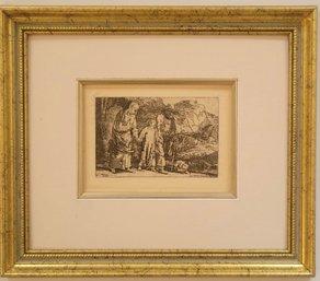 Etching By Rembrandt 'Christ Returning From The Temple With His Parents'