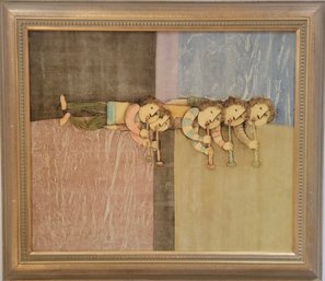 Oil On Canvas By Joyce Roybal Titled 'Puffy People'