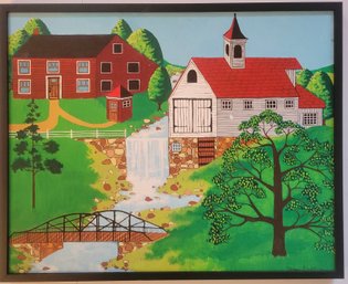 Oil On Canvas Of Colorful Landscape By Nancy Edelstein