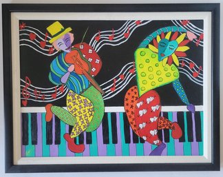 Oil On Canvas Of Colorful Musical Figures