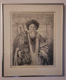 Limited Edition Lithograph Rabbi With Torah Of The High Priest Tribe