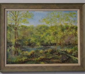 Original Oil On Masonite Of Landscape Signed On Left Bottom