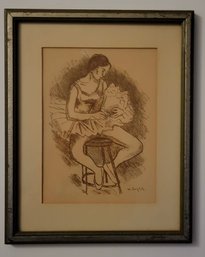 Vintage Lithograph With COA By Russian Artist Moses Soyer (1899-1987) Ballerina
