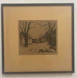 Vintage Etching Entitled Backyard By Charles Capps, Pencl Signed