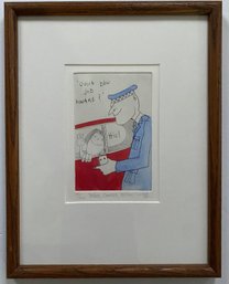 Original Limited Edtition Etching By Tim Bulmer Entitled Police, Camera Action