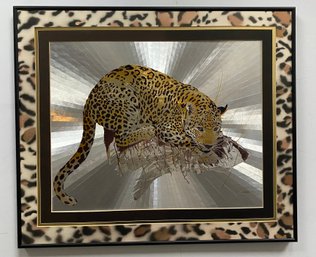 Vintage Arwork Titled 'Reflective Leopard' By Graeme Sims.