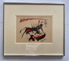 Lithograph By Salvador Dal Titled 'Tauromachie,' Which Translates To 'Dali Bullfighting'.
