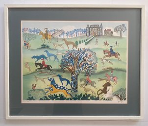 Vintage Limited Edition Serigraph By Isabel Baillen, Titled 'Royal Hunting'.