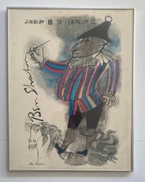 Color Lithograph Exhibition Poster By Ben Shahn, Titled 'Jester On Horse' By Ben Shahn
