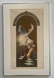 Vintage Lithograph Print Titled 'Lady In Tower' By Artist Joy Dunh