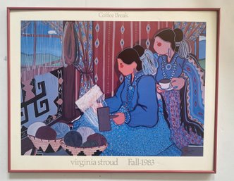 Print By Native American Painter Virginia Stroud Entitled 'Coffee Break'