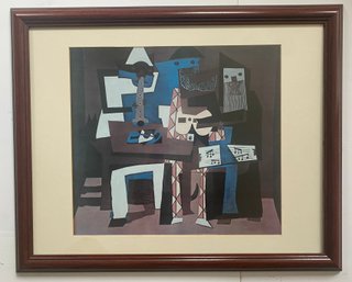 Framed Print Of Pablo Picasso's 'Three Musicians,' A Notable Example Of Synthetic Cubism Painted In 1921.