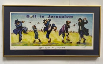 Framed Print Titled 'Golf In Jerusalem' By The Artist Udi, Also Known As Udi Merioz.
