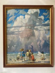 Framed Lithograph Titled The Giant By NC Wyetth