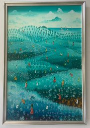 Authentic Oil On Canvas Of Haiti Landsacape Haitian Folk Artist By David Saintus