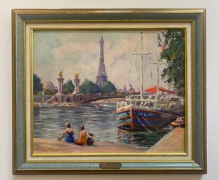 Vintage Impressionist Painting On Board Of France Scene