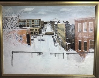 Oil On Panel Winter Scene By R. Crowther. 1960