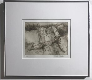 Limited Edition Etching Of Side Of Mountain By Mark M.