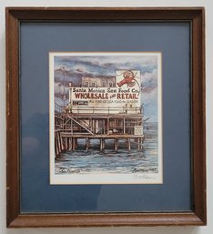 Lithograph Print Of Santa Monica Pier Signed ByTom Brittain
