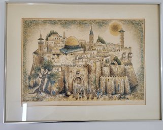 Lithograph By Dan Livni Titled 'Jerusalem The Golden', Pencil Signed