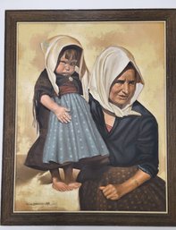 Original Oil On Canvas Of Mother And Child