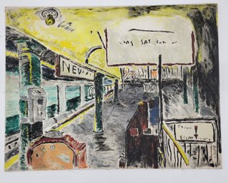 Original Acrylic Artwork Expressionist Entitled Subway