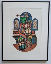 Signed , Limited Edition By AMRAM EBGI ' The 5 Musician ' Colored Embossed Foil.