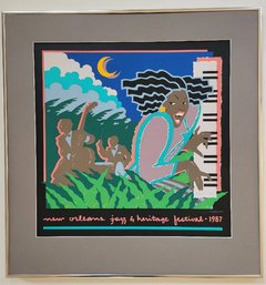 Vintage SILKSCREEN  1987 Orleans Jazz Heritage  , Limited Edition  , Hand Signed